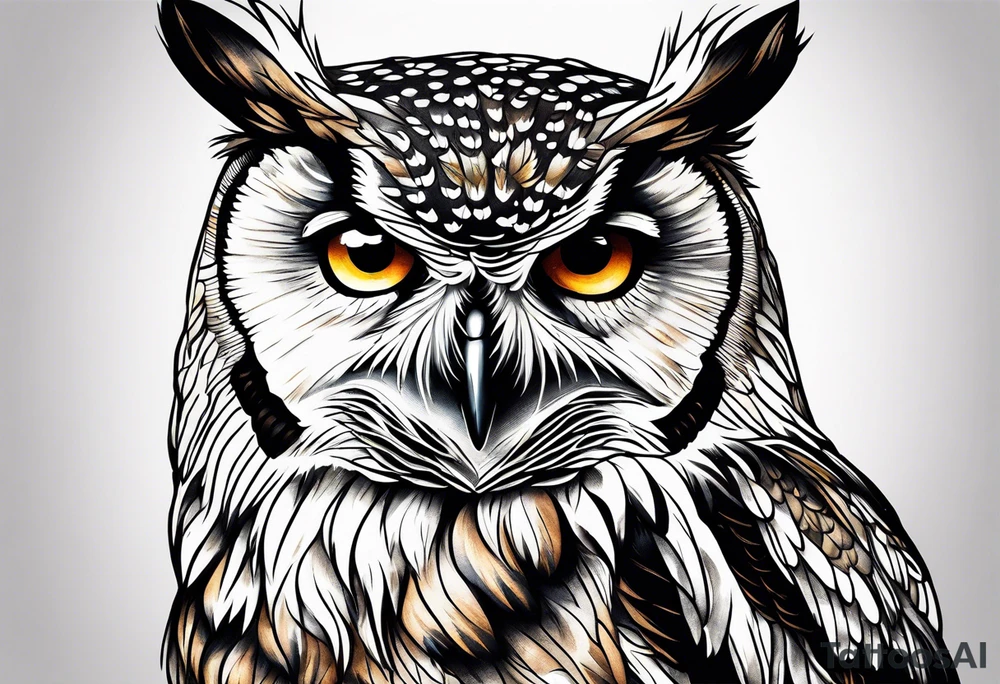 A sad owl tattoo idea