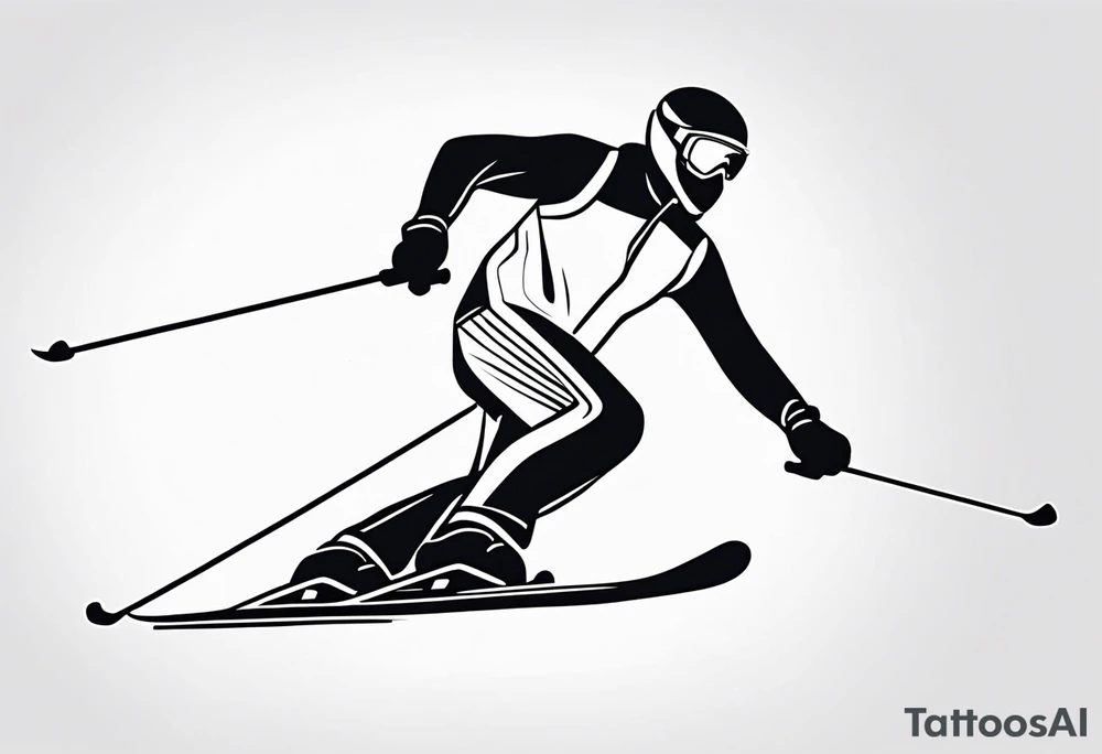 Skier in motion, fine line, more abstract tattoo idea
