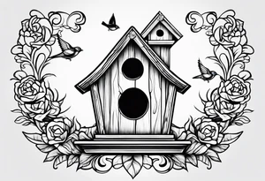 Outline of a birdhouse tattoo idea