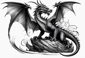 Dragon is wrapped around a sword, back tattto design tattoo idea