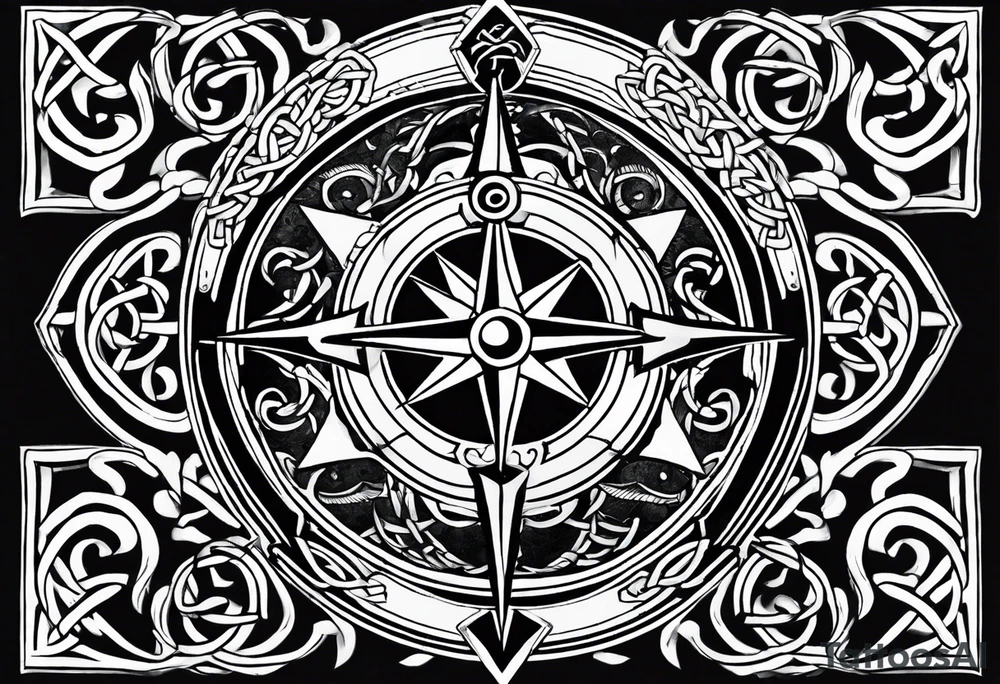 Celtic, forearm, half sleeve, anchor, compass tattoo idea