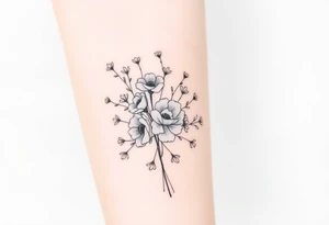 vintage bouquet of wild roses and meadow flowers with morning dew tattoo idea