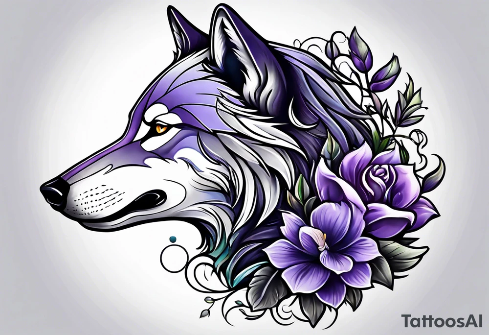 lavander and wolf tattoo idea
