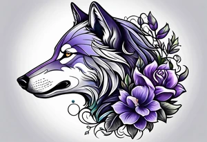 lavander and wolf tattoo idea