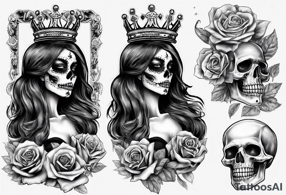santa la muerta with money and crown
on the card tattoo idea