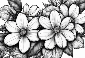 Forget me not flowers, flowering dogwood flowers, wanglo flowers and orange blossom flowers tattoo idea
