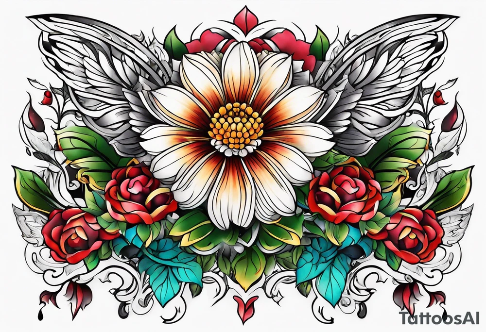 Flower chest piece tattoo idea