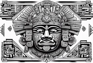 Aztec inspired incorporate factual items found in Teotihuacan tattoo idea