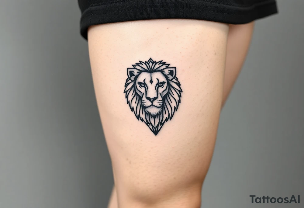Lion with diamond geometric shapes and tattoo idea