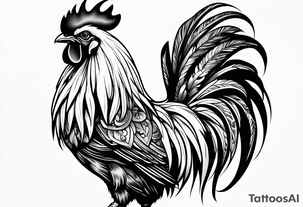 rooster holding machine gun tattoo idea