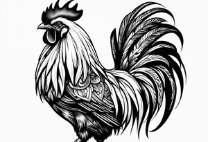 rooster holding machine gun tattoo idea