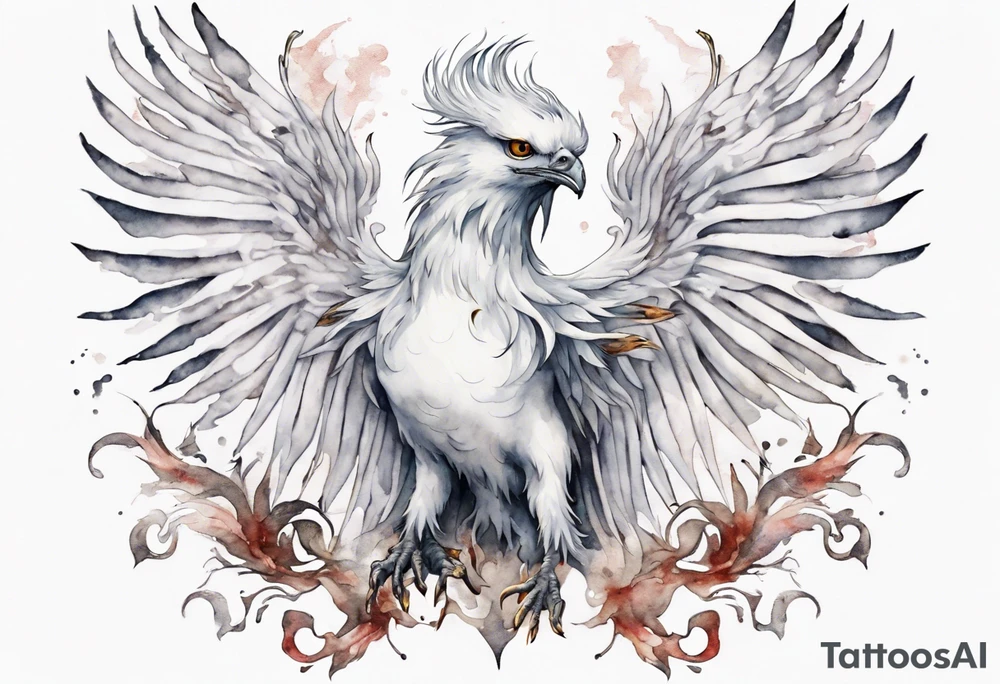 a white phoenix wearing an iron crown tattoo idea