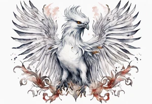 a white phoenix wearing an iron crown tattoo idea
