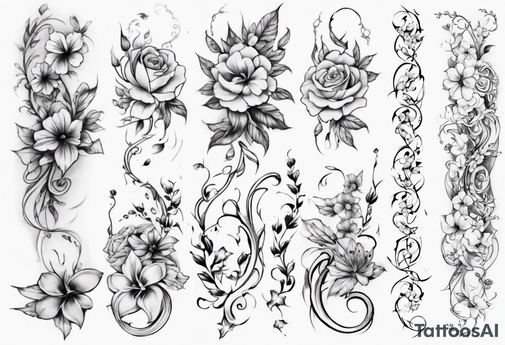 half sleeve with small flowers vining around arm tattoo idea