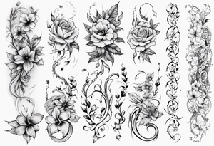 half sleeve with small flowers vining around arm tattoo idea