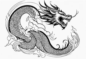 An ornate dragon breathing fire, with intricate scales and a fierce expression, symbolizing power and protection.” tattoo idea