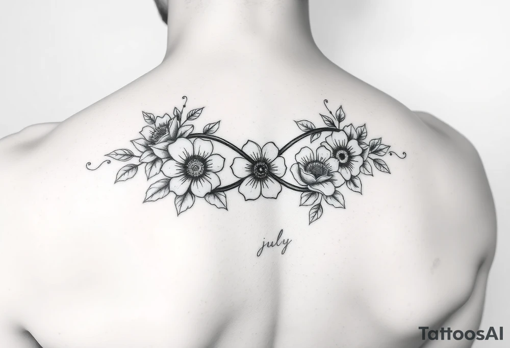 July December January birth flower infinity sign tattoo idea