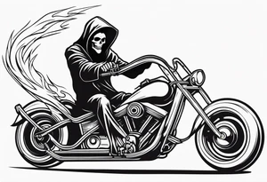 Grim Reaper on motorcycle, on fire tattoo idea