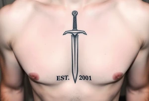 Russian sword with EST. 2001 below it tattoo idea