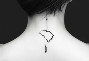 Fishing rod with South Carolina state dangling from it tattoo idea