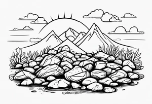 Quote “It was just a pile of rocks” with some background tattoo idea