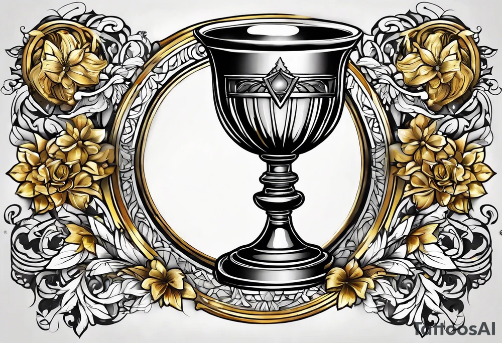 chalice surrounded by golden halo tattoo idea