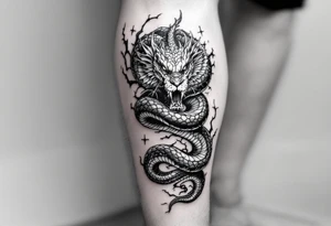 snake wrapping around lower leg tattoo idea