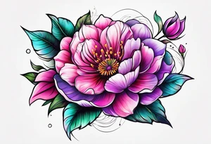 Bright, colorful, lots of pinks and purples flower arm tattoo tattoo idea