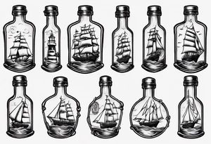 Sailing ship in a bottle tattoo idea