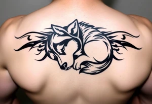 Majestic Siberian husky curled up napping tattoo idea