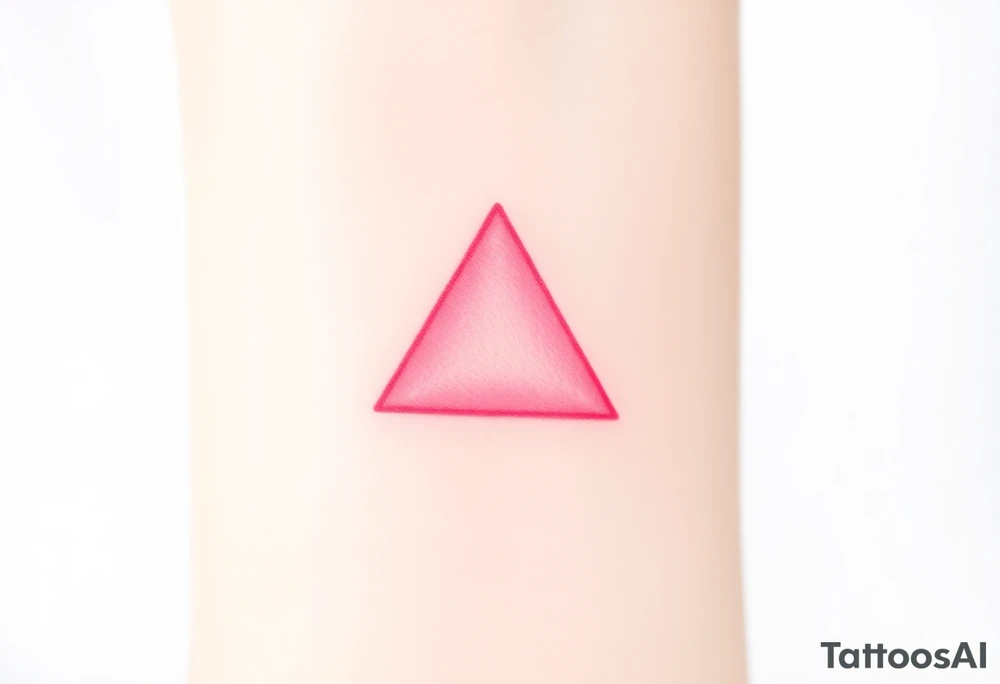 A watercoloured pink triangle, with small lining and upside down. Just the colour pink. No shapes tattoo idea