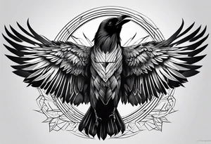 crow with open wings, only lines tattoo idea