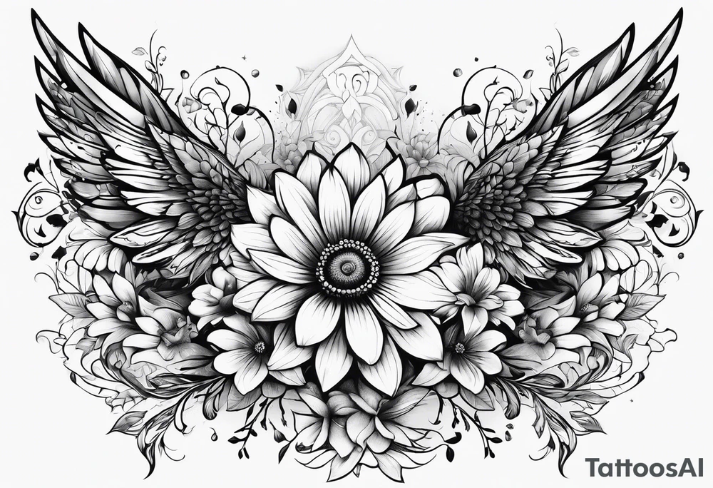 wing, flower, tattoo idea