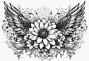 wing, flower, tattoo idea