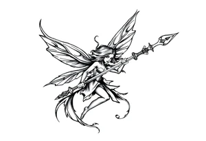 Dark fairy with weapon tattoo idea