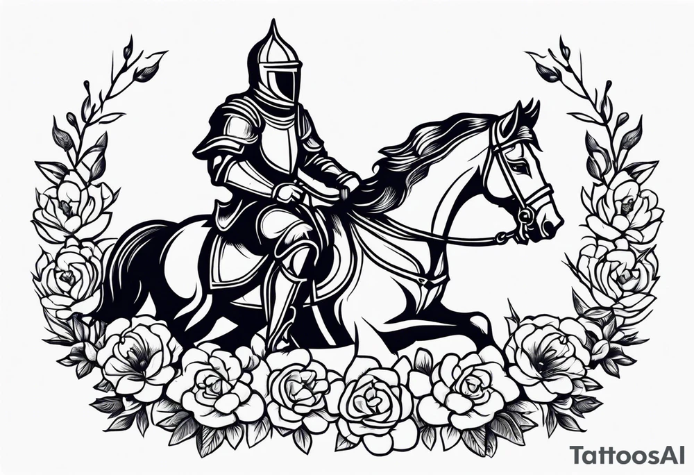 knight

old school vintage simple traditional design with vintage flowers surrounding
bold color simple tattoo idea