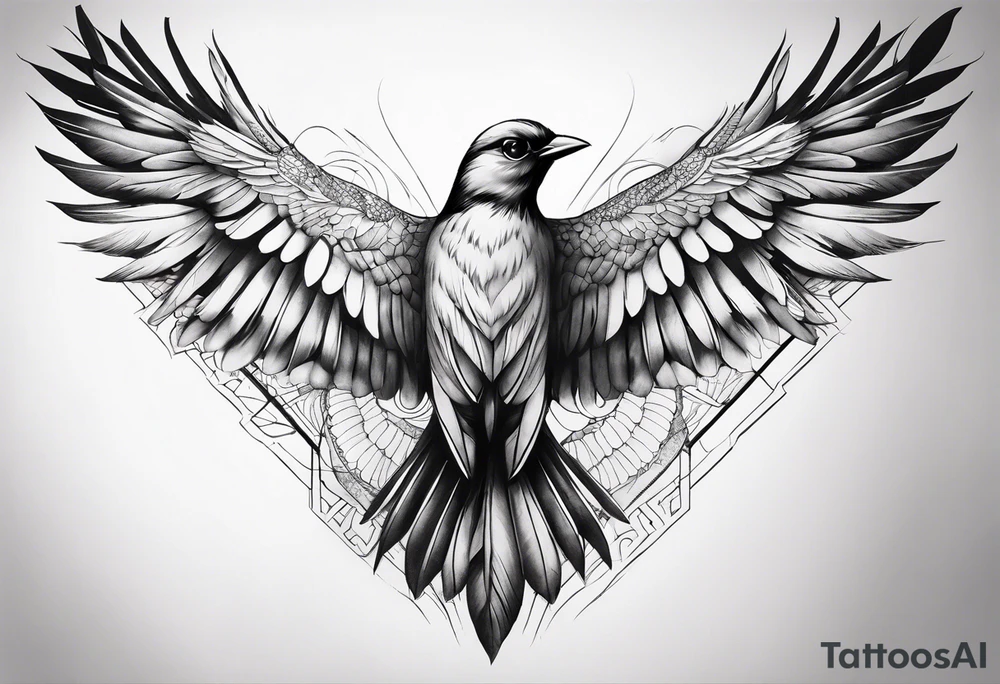 arm sleeve tattoo, bird wings tattoo idea