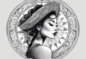 sun and woman tattoo idea