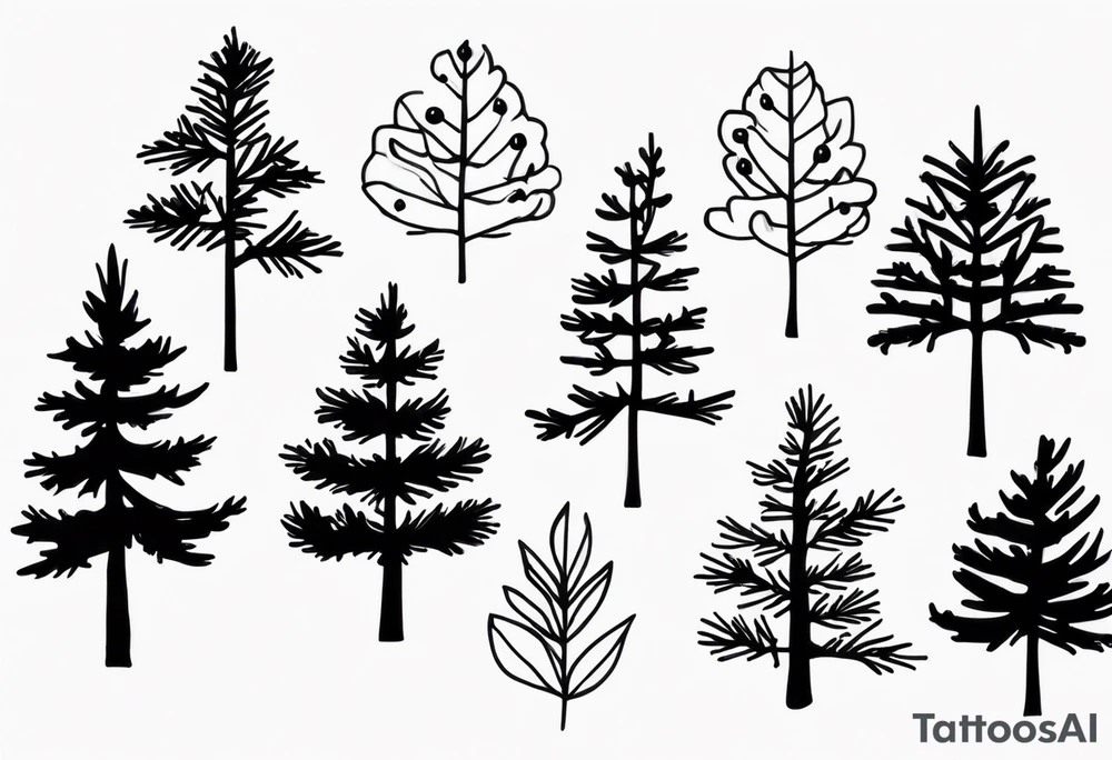 Tiny pine trees tattoo idea