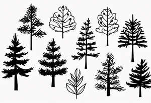 Tiny pine trees tattoo idea