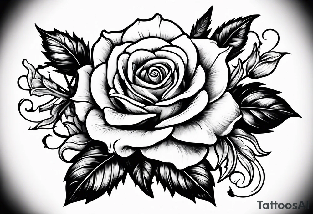Rose + narcissus flower + holly flower tattoo idea