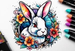Bunny rabbit with Kirsty R written underneath tattoo idea
