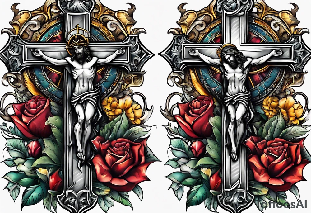 Jesus on a cross but make the cross an anchor tattoo idea
