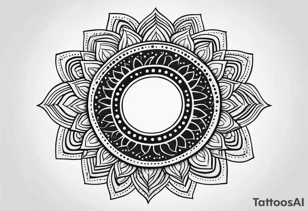 simple sun made of black dots and circles tattoo idea