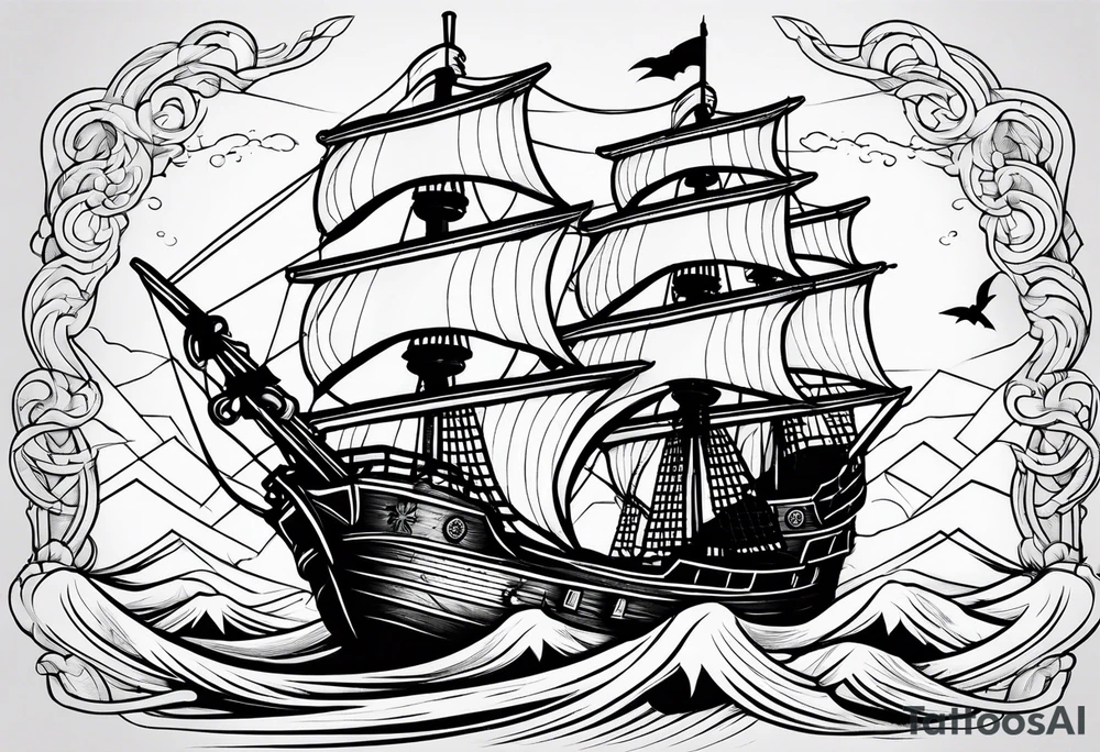 Pirate ship in a storm tattoo idea