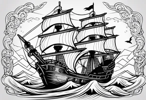 Pirate ship in a storm tattoo idea