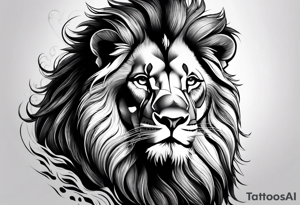 powerful majestic lion, close-up tattoo idea