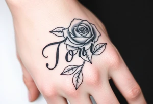Name Tori with big rose tattoo idea