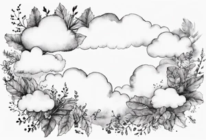 cloud with little plants and the date 12.08.05 tattoo idea