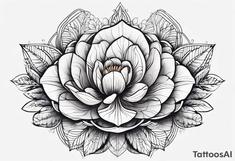 flower, ocean, géométric tattoo idea